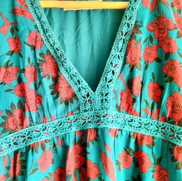 Abercrombie & Fitch floral Bohemian turquoise dress - Picture 4 of 6